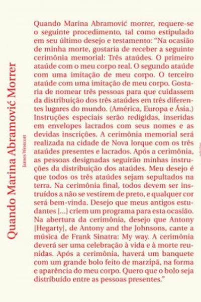 Cover of Quando Marina Abramovic morrer