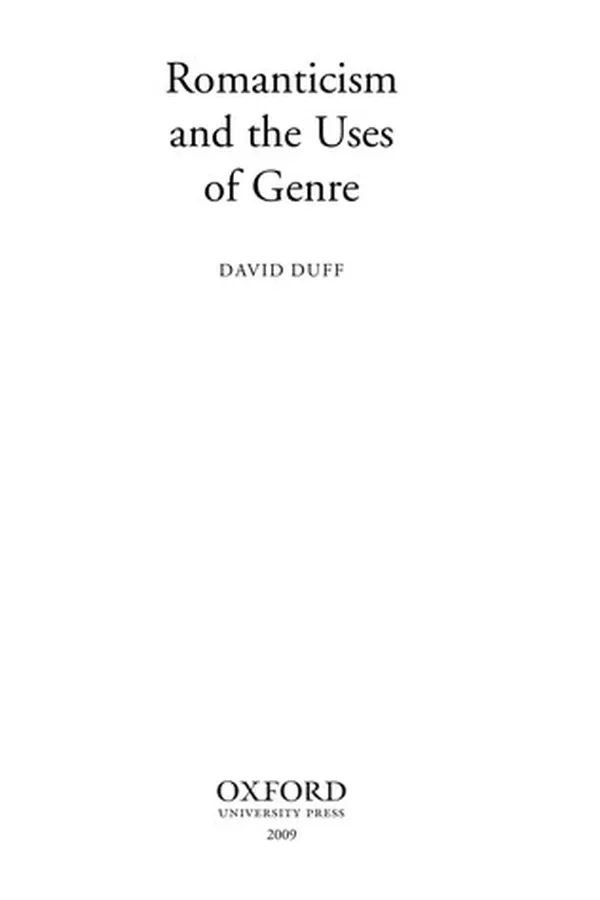 Capa de Romanticism and the uses of genre