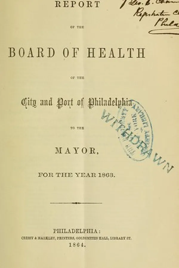 Capa de Report of the Board of Health of the city and port of Philadelphia to the Mayor for the year ...