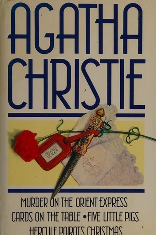 Capa de Novels (Cards on the Table / Five Little Pigs / Hercule Poirot's Christmas / Labours of Hercules / Murder on the Orient Express)