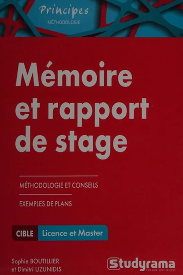Capa de Mémoire et rapport de stage