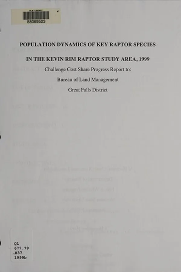Capa de Population dynamics of key raptor species in the Kevin Rim Raptor Study Area, 1999