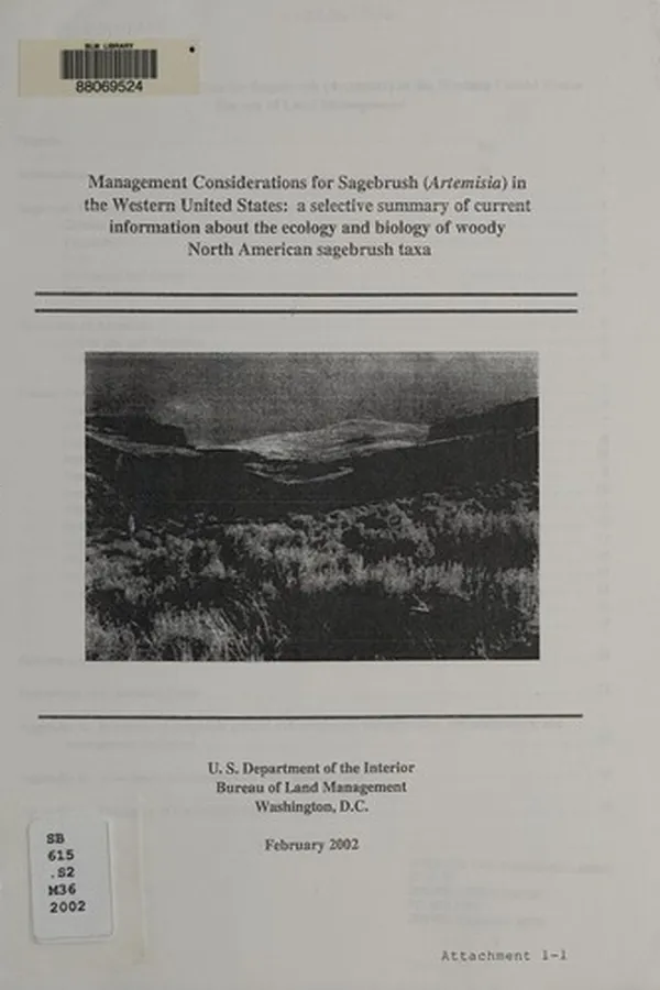 Capa de Management considerations for sagebrush (Artemisia) in the western United States