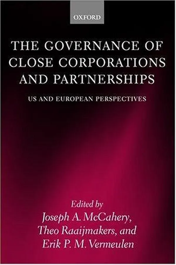 Capa de The governance of close corporations and partnerships