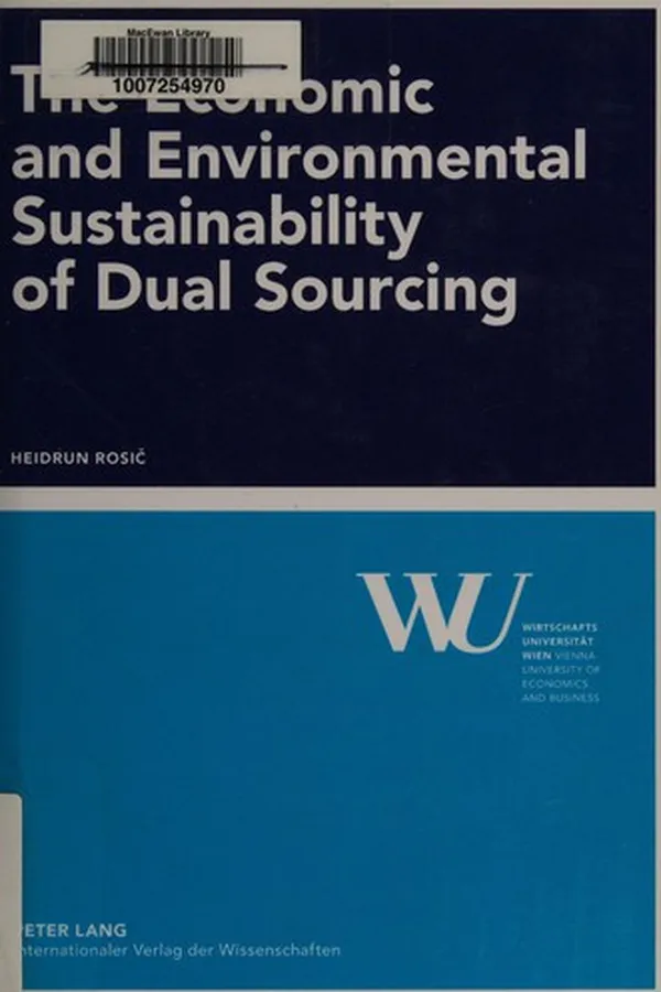 Capa de The Economic and Environmental Sustainability of Dual Sourcing
