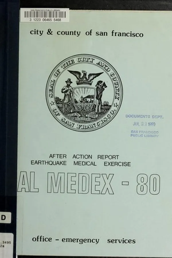 Capa de After action report, earthquake medical exercise, Cal Medex-80