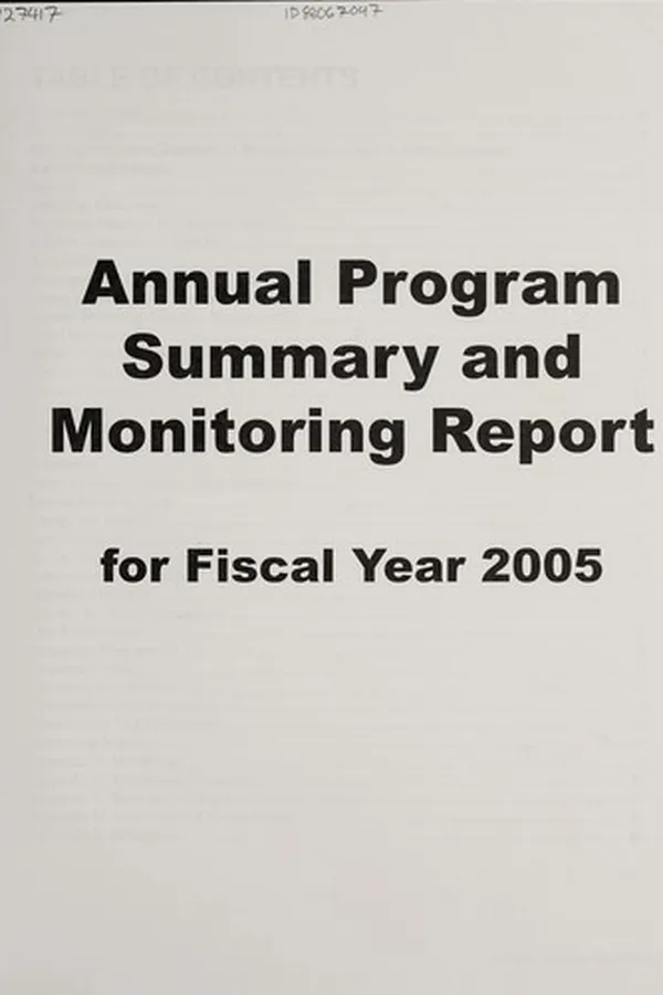 Capa de Annual program summary and monitoring report for fiscal year 2005