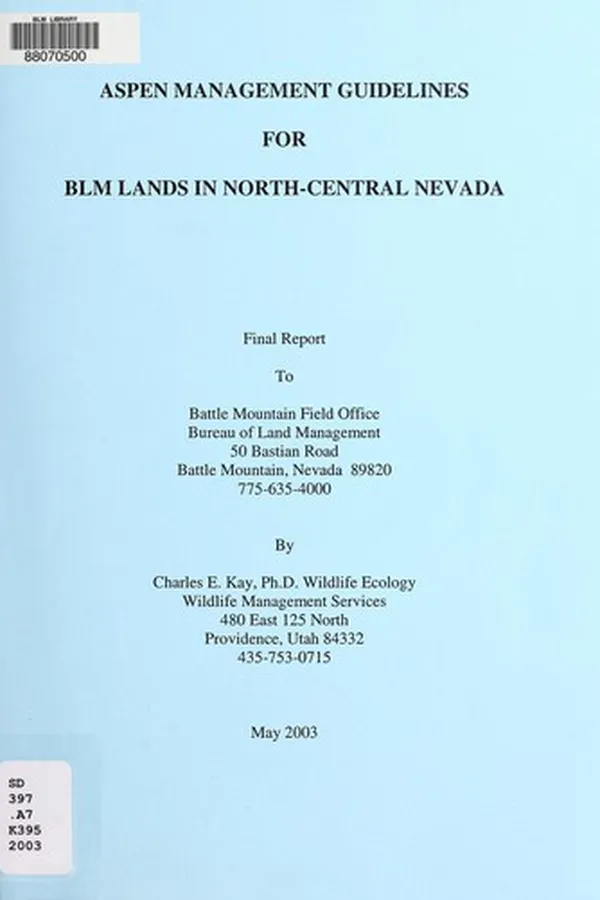 Capa de Aspen management guidelines for BLM lands in north-central Nevada
