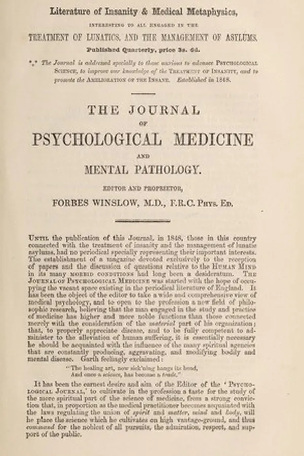 Capa de The journal of psychological medicine and mental pathology