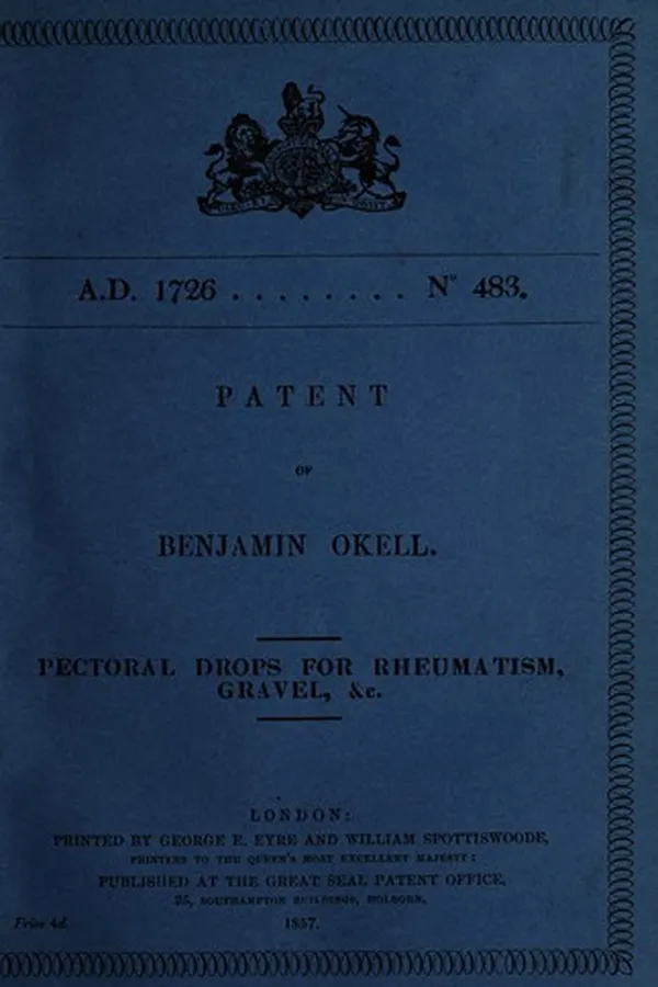 Capa de Patent of Benjamin Okell