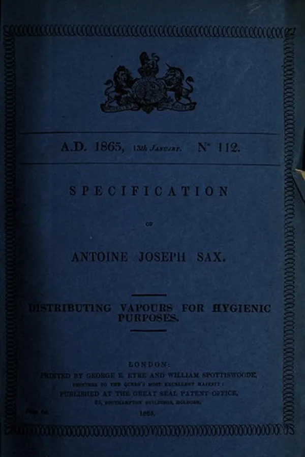 Capa de Specification of Antoine Joseph Sax