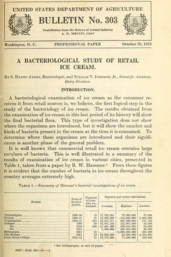 Capa de A bacteriological study of retail ice cream