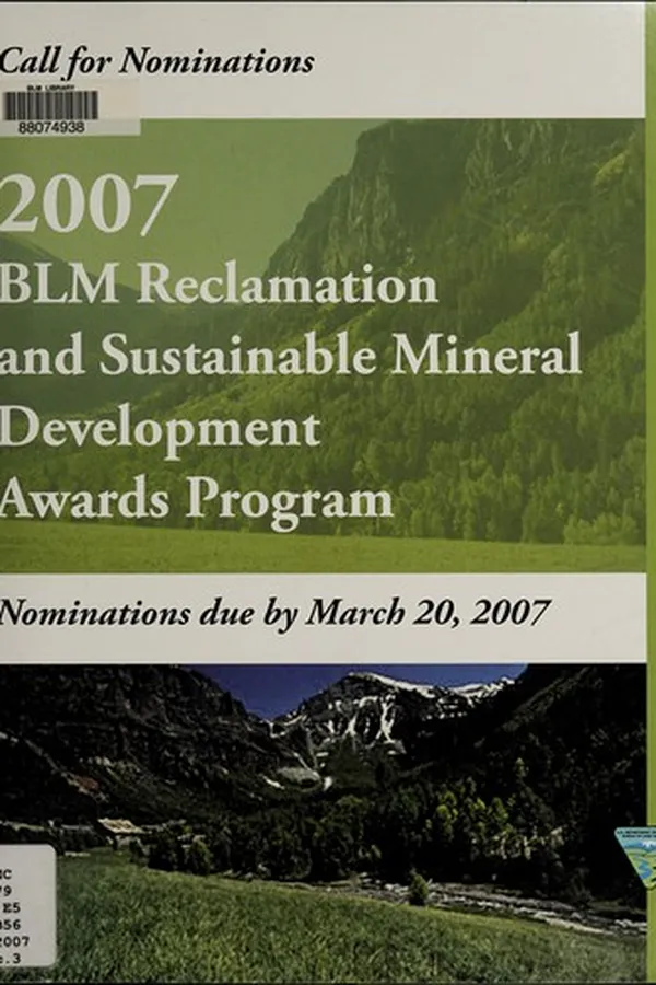 Capa de BLM reclamation and sustainable mineral development awards program, 2007