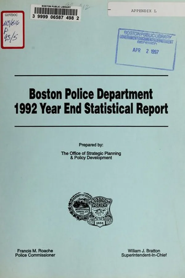Capa de Boston police department 1992 year end statistical report