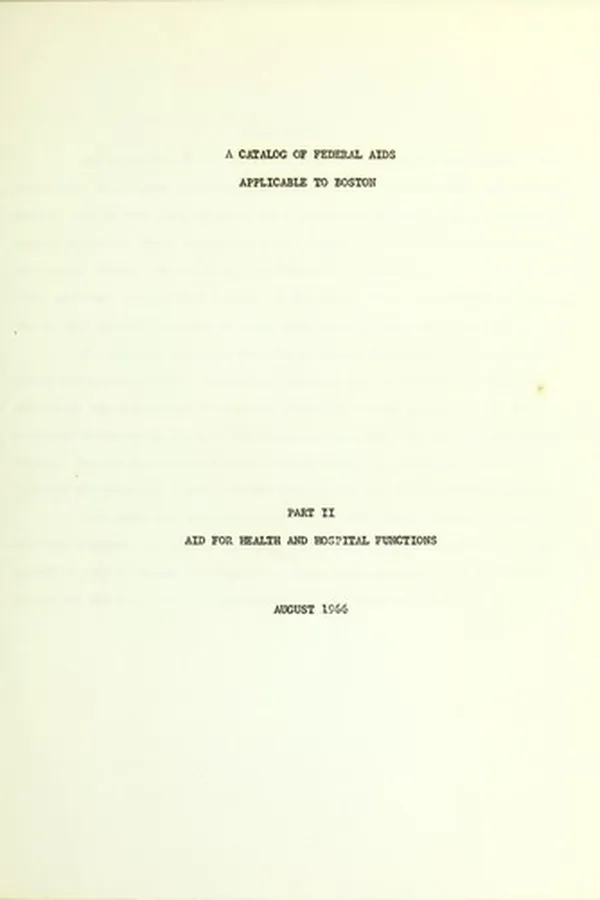 Capa de A catalog of federal aids applicable to Boston