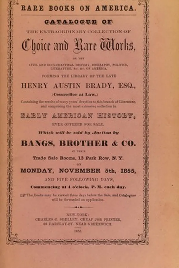 Capa de Catalogue of the extraordinary collection of choice and rare works, on the civil and ecclesiastical history, biography, politics, literature, & c. &c. of America