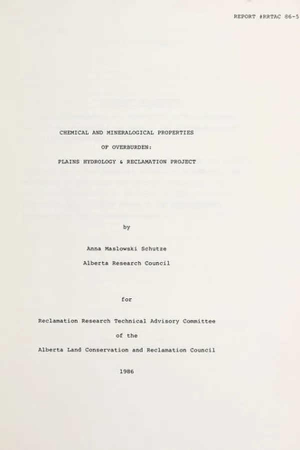 Capa de Chemical and mineralogical properties of overburden