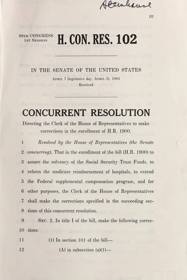 Capa de Concurrent resolution directing the clerk of the  House of Representatives to make corrections in the enrollment of H.R. 1900
