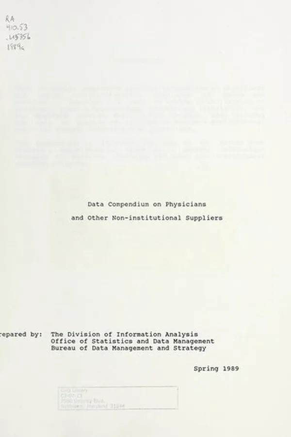 Capa de Data compendium on physicians and other non-institutional suppliers