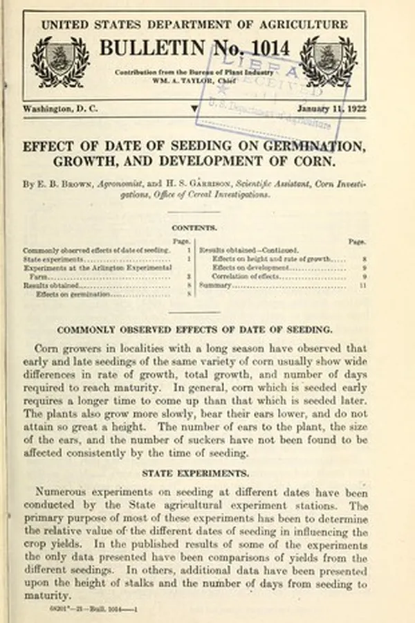 Capa de Effect of date of seeding on germination, growth, and development of corn