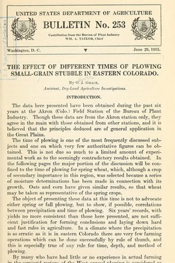 Capa de The effect of different times of plowing small-grain stubble in eastern Colorado