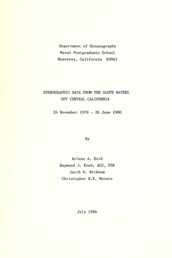 Capa de Hydrographic data from the slope waters off central California