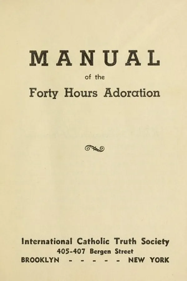 Capa de Manual of the Forty Hours adoration
