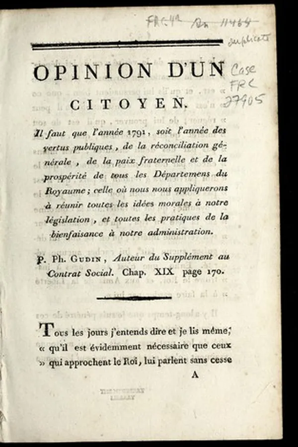 Capa de Opinion d'un citoyen