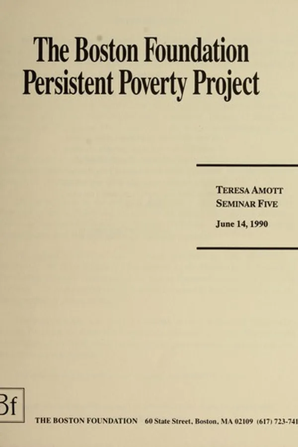 Capa de Persistent poverty project, teresa amott seminar five, June 14, 1990, seminar transcript