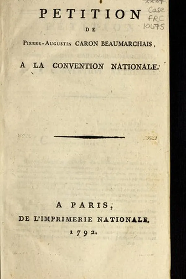 Capa de Pétition de Pierre-Augustin Caron Beaumarchais à la Convention nationale