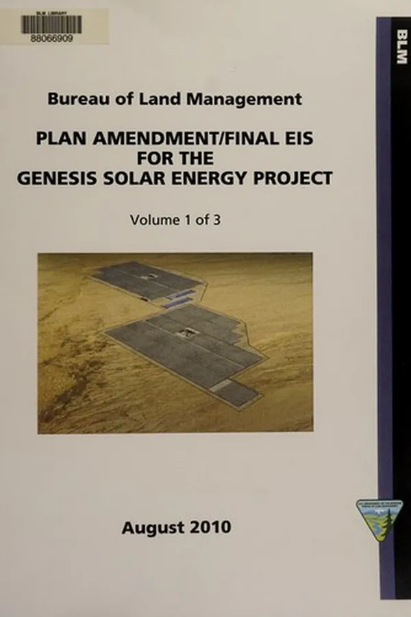 Capa de Plan amendment / final EIS for the Genesis Solar Energy Project