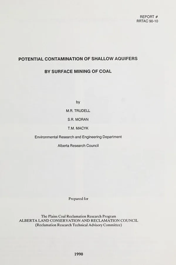 Capa de Potential contamination of shallow aquifers by surface mining of coal