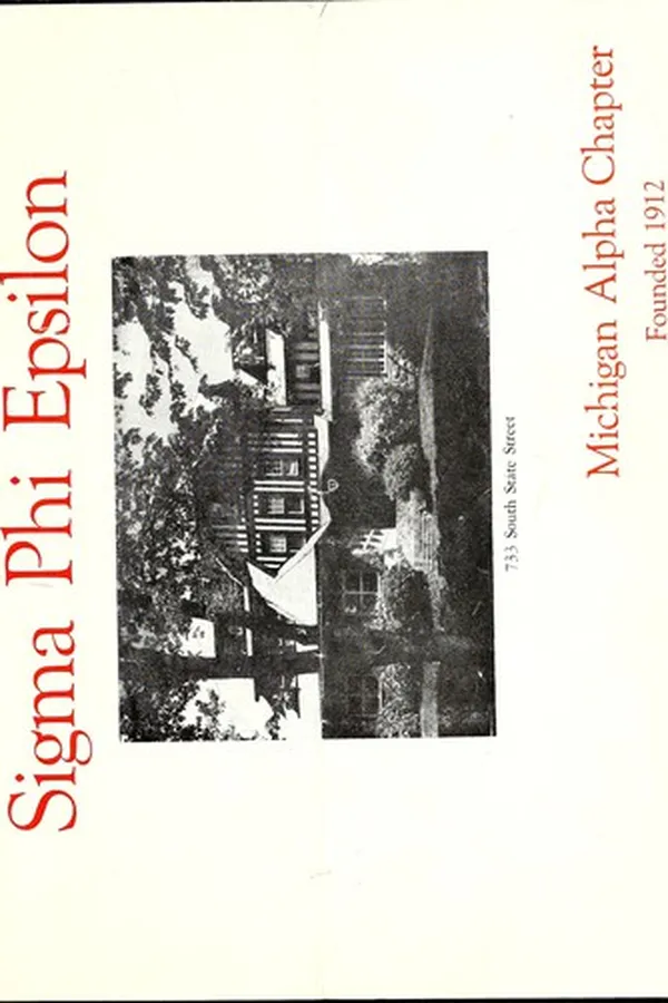 Capa de Sigma Phi Epsilon, Michigan Alpha Chapter, founded 1912