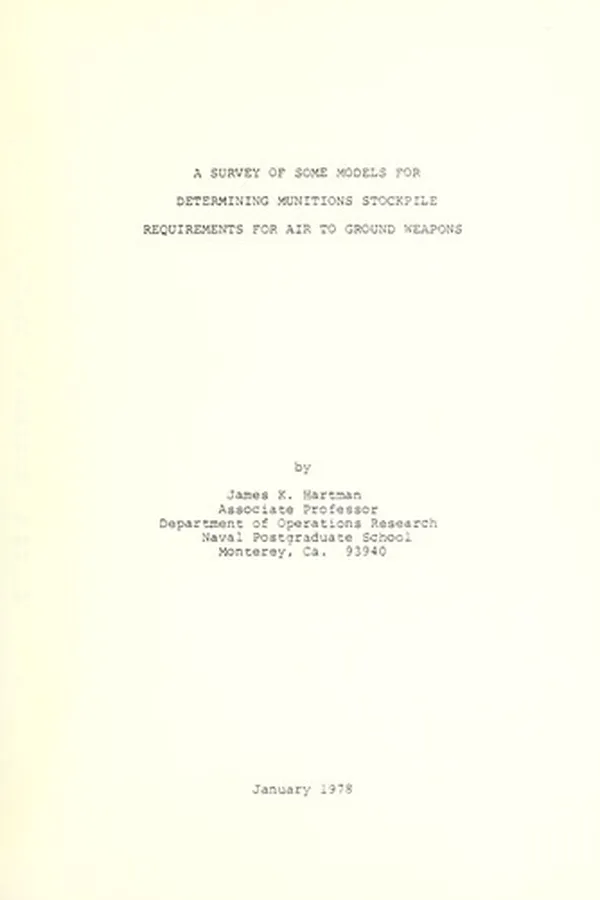 Capa de A survey of some models for determining munitions stockpile requirements for air to ground weapons