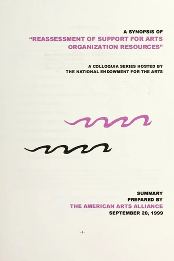 Capa de A synopsis of "Reassessment of support for arts organization resources"