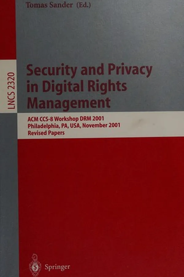 Capa de Security and privacy in digital rights management