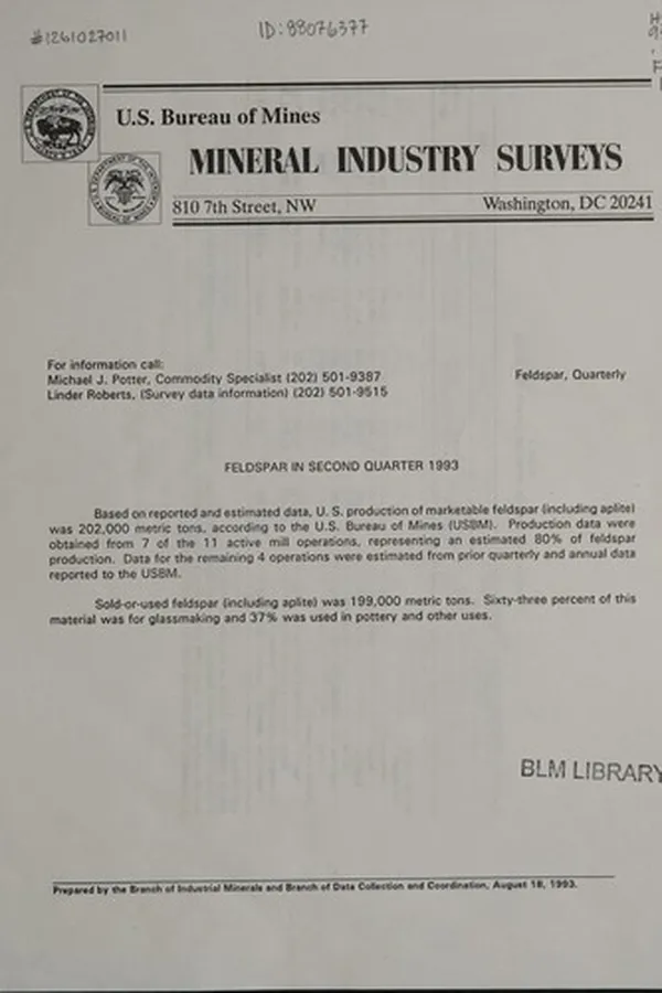 Capa de Feldspar in second quarter 1993