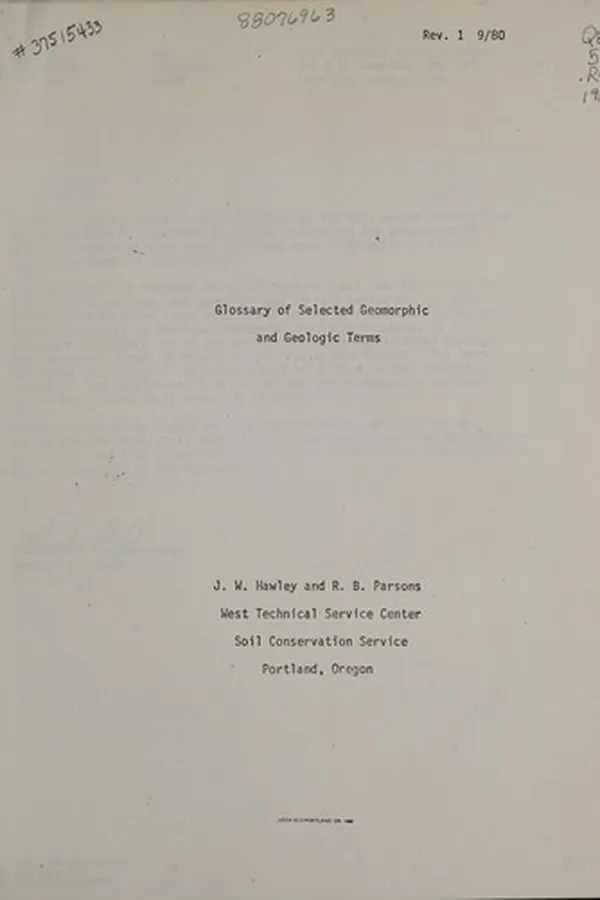 Capa de Glossary of selected geomorphic and geologic terms