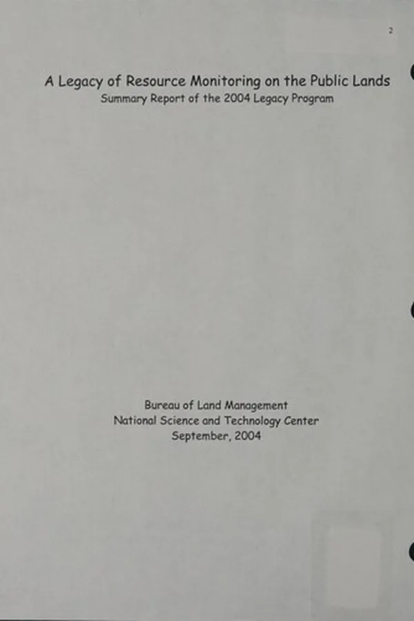 Capa de A Legacy of resource monitoring on the public lands