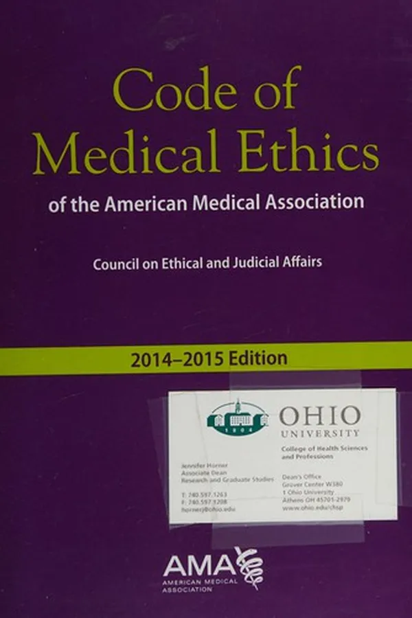 Capa de Code of medical ethics of the American Medical Association