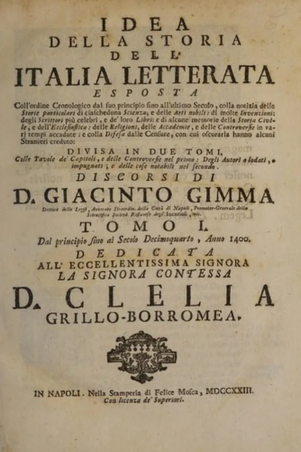 Capa de Idea della storia dell'Italia letterata ..