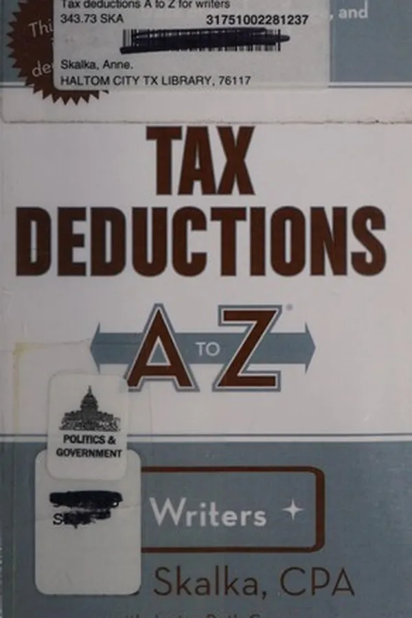 Capa de Tax deductions A to Z for writers