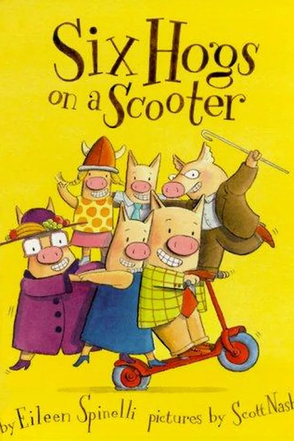 Capa de Six hogs on a scooter