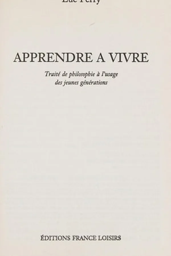 Capa de Apprendre à vivre