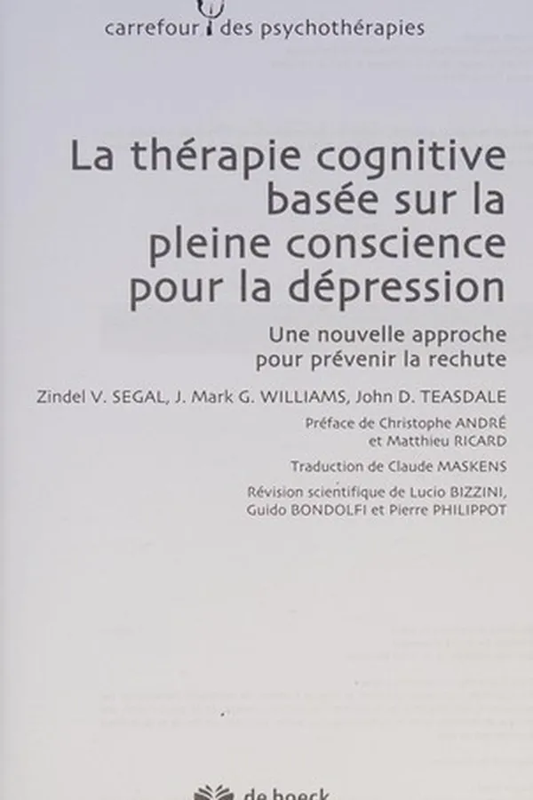 Capa de Thérapie cognitive basée sur la pleine conscience pour la dépression