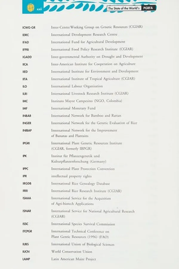 Capa de The state of the world's plant genetic resources for food and agriculture