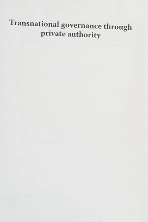 Cover of Transnational governance through private authority