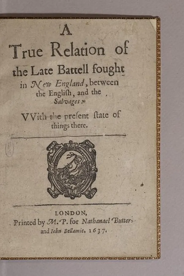 Capa de A true relation of the late battell fought in New England, between the English, and the salvages
