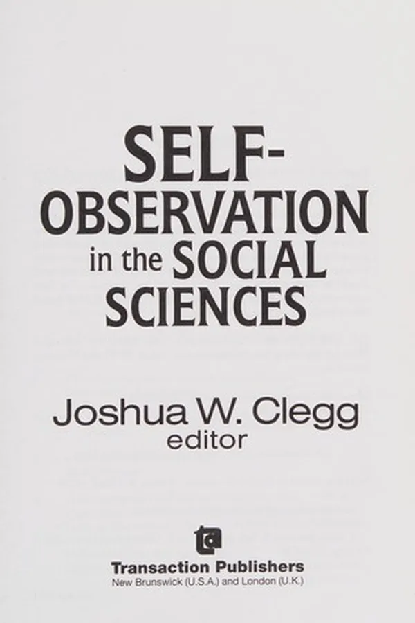 Capa de Self-observation in the social sciences