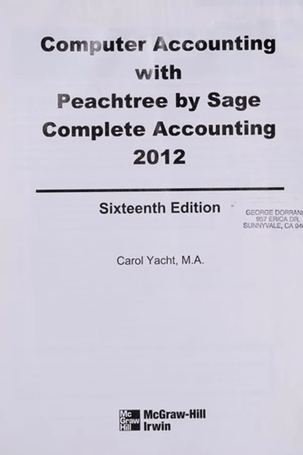 Capa de Computer accounting with Peachtree by Sage Complete Accounting 2012